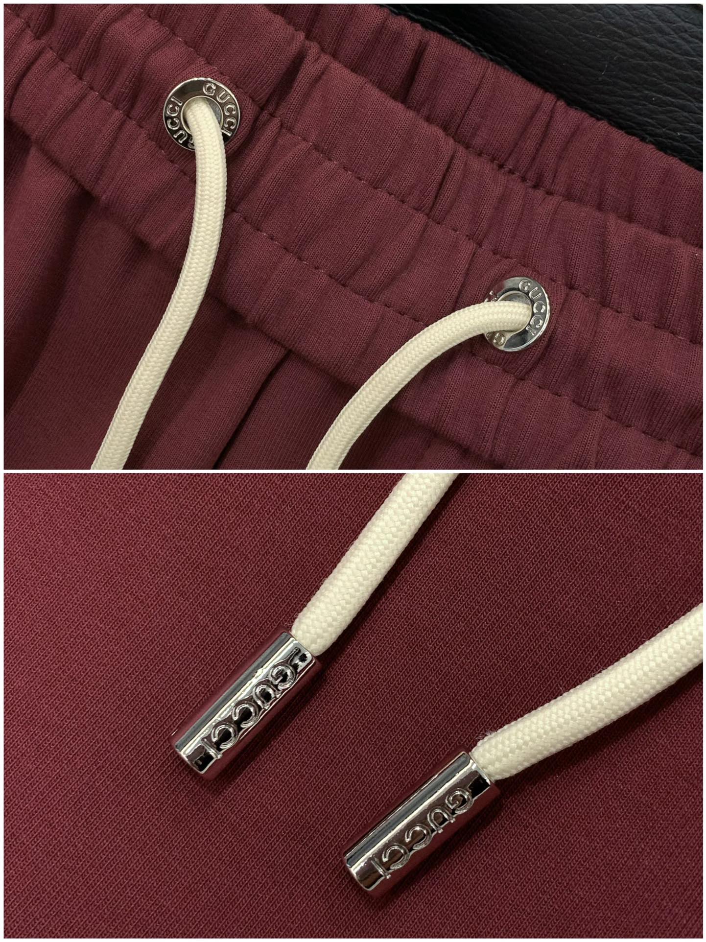 ，Gucci红色直筒休闲裤时尚系列，独特设计，抽绳休闲长裤 订纱开始订染和订纺。国内某大厂出口日本 和供
