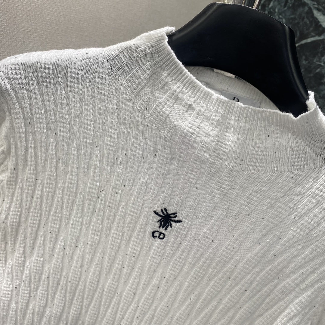 Ｄ家 15秋冬新款 亮片打底针织衫 胸前CD蜜蜂刺绣 辨识度满分 时尚感拉满 单穿或内搭都很OK 春秋季