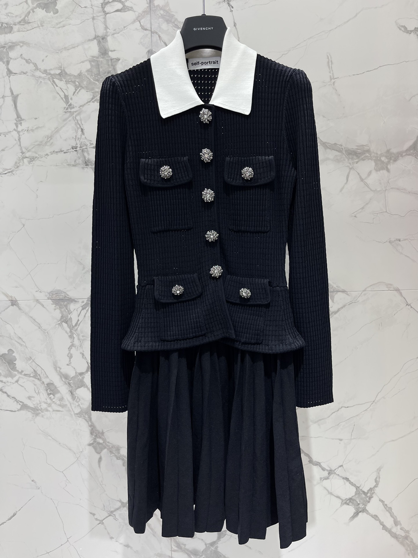 self-portrait Women 𝘀𝗲𝗹𝗳-𝗽𝗼𝗿𝘁𝗿𝗮𝗶* sp Early Spring New Classic Black Thousand Gold Style Knitted Dress — photo 2