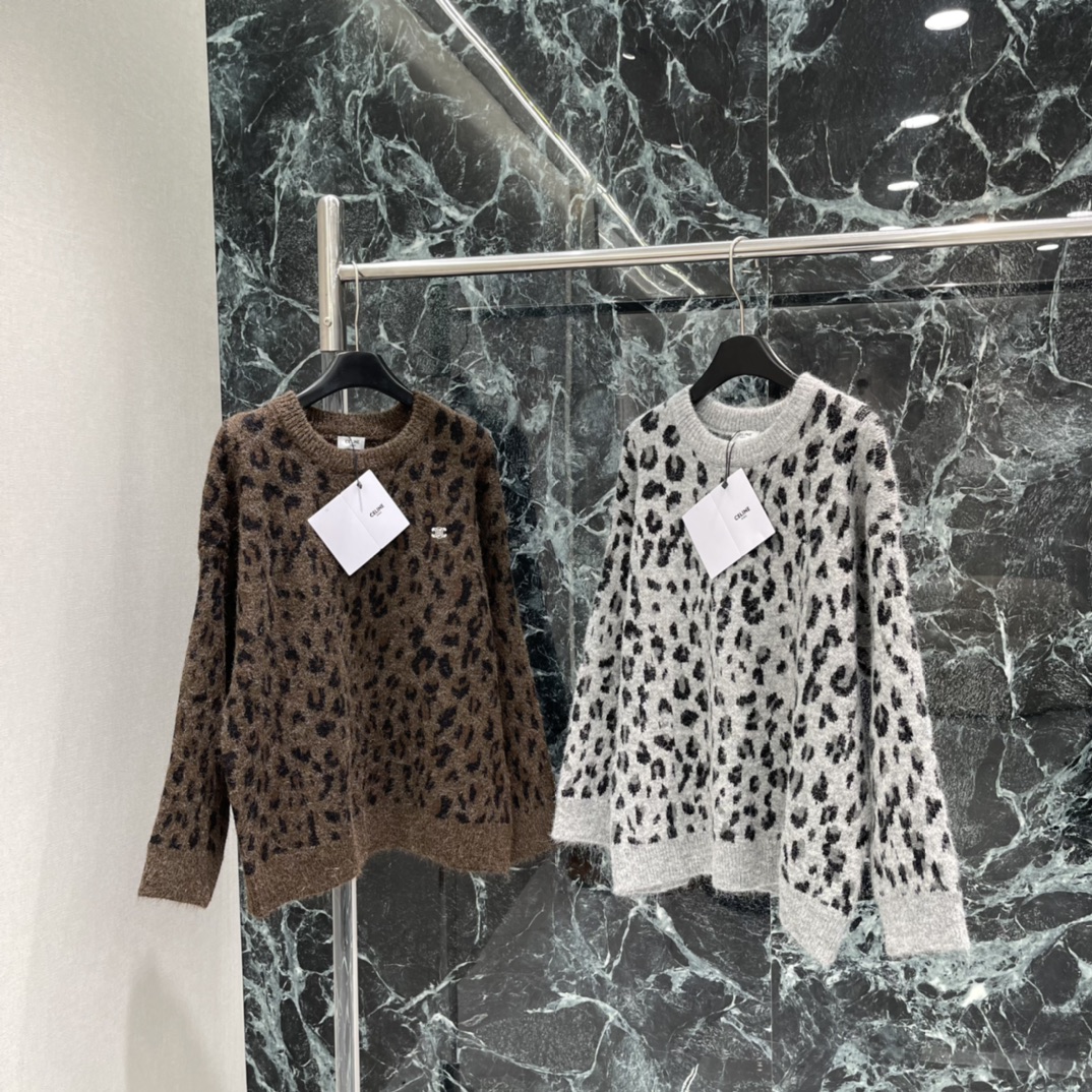 CE 25秋冬新款 豹纹提花毛衣，羊毛混纺材质，柔软亲肤又抗起球，秋冬穿超舒服!宽松Oversize版型