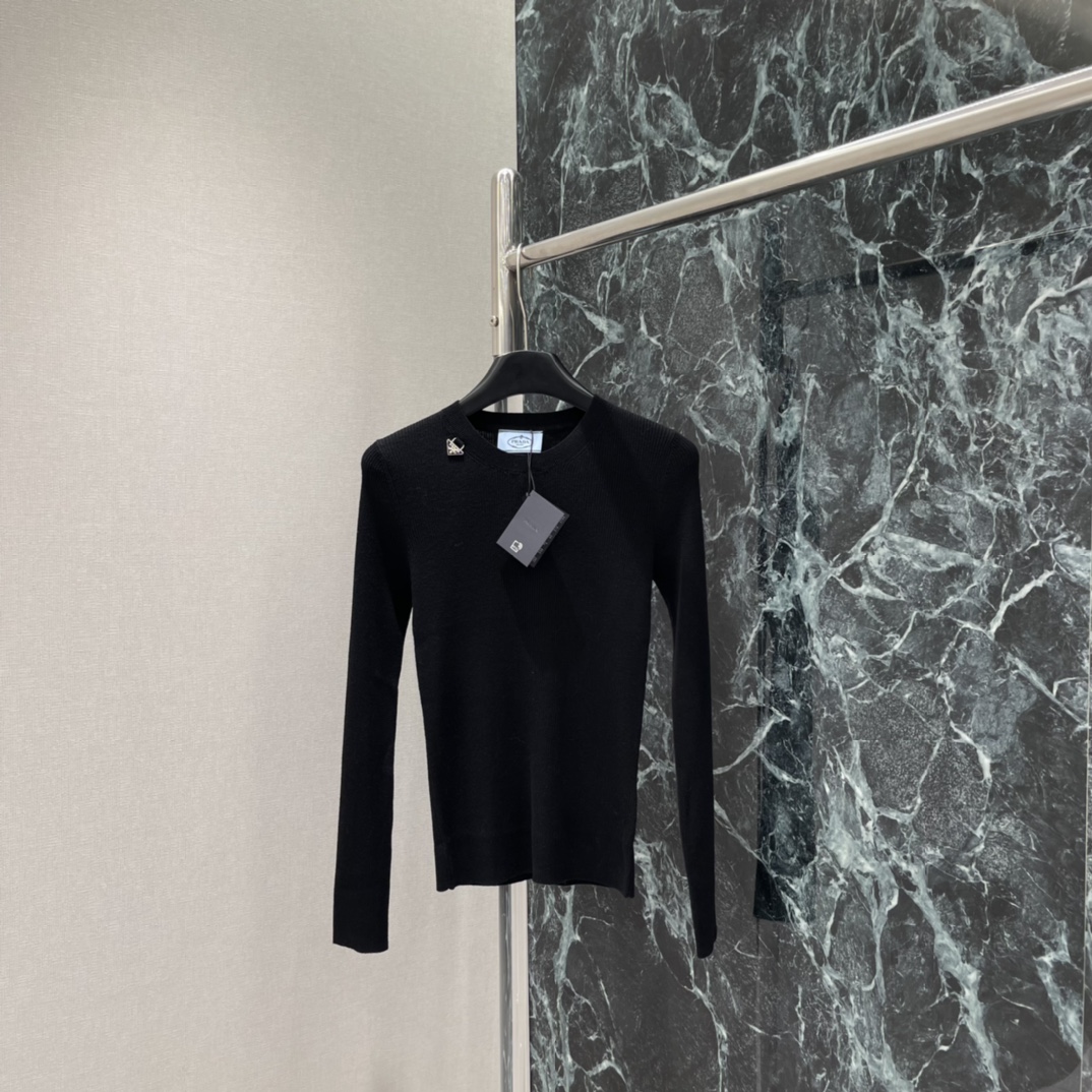 PD 25秋冬新款 针织长袖上衣简约圆领设计，修身剪裁，贴合身形 展现线条感。针织面料弹性好，穿着舒适，