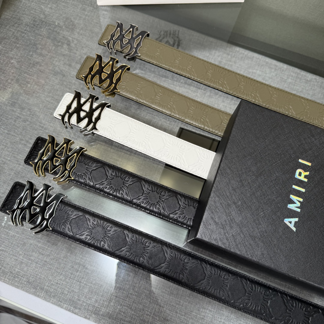 爱美丽AMIRI最新网红爆款双面牛皮皮带配原装盒专柜同步3.8宽新款上市了，原版牛皮，搭配钢扣，优雅，大