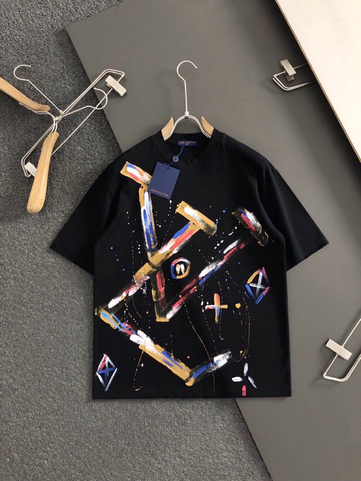 Louis Vuitton 路易威登 lv 驴牌最新最顶级多彩se手绘款质感短袖圆领T恤，款短袖，顶级纯