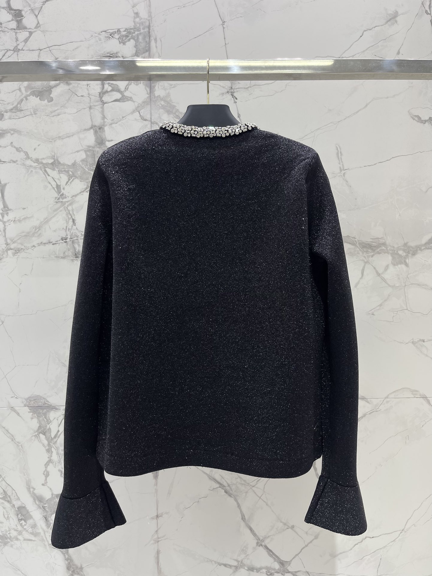 self-portrait Women 𝘀𝗲𝗹𝗳-𝗽𝗼𝗿𝘁𝗿𝗮𝗶* sp classic black diamond embellished bell sleeve knitted sweater jacket — photo 9