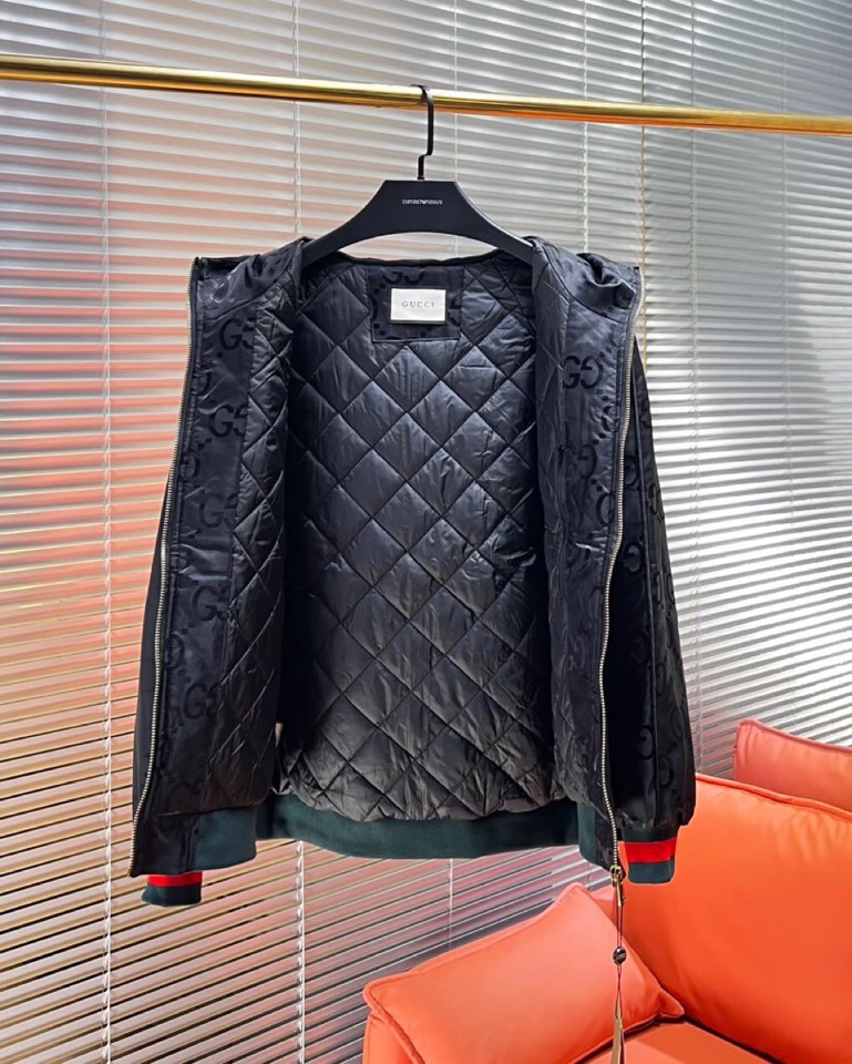 Gucci 古奇 2025秋冬棉服夹克外套，定制原版logo五金，精致工艺面料，顶级元素融合打造，潮男时