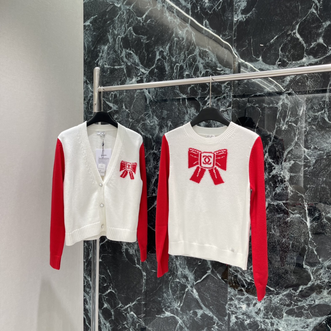 小香 25秋冬新款 撞色拼接长袖毛衣 定制羊毛针织材质手感软糯穿搭舒适套头长袖毛衣裁剪 利用黑白拼色打造