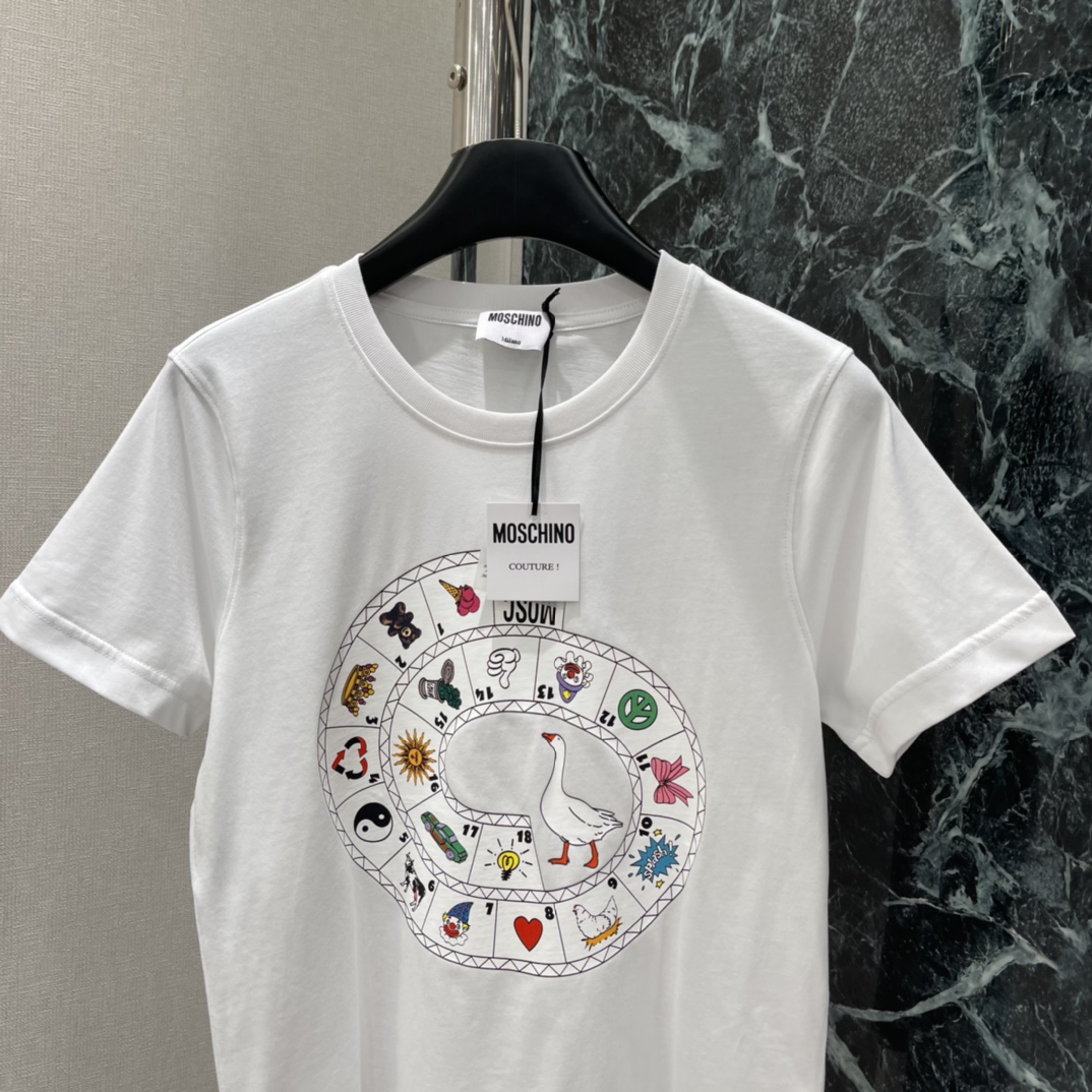 MOSCHIN 25秋冬新款 涂鸦印花针织T恤 正面趣味印花，鹅，太阳，爱心等元素超有辨识度 童趣又时尚