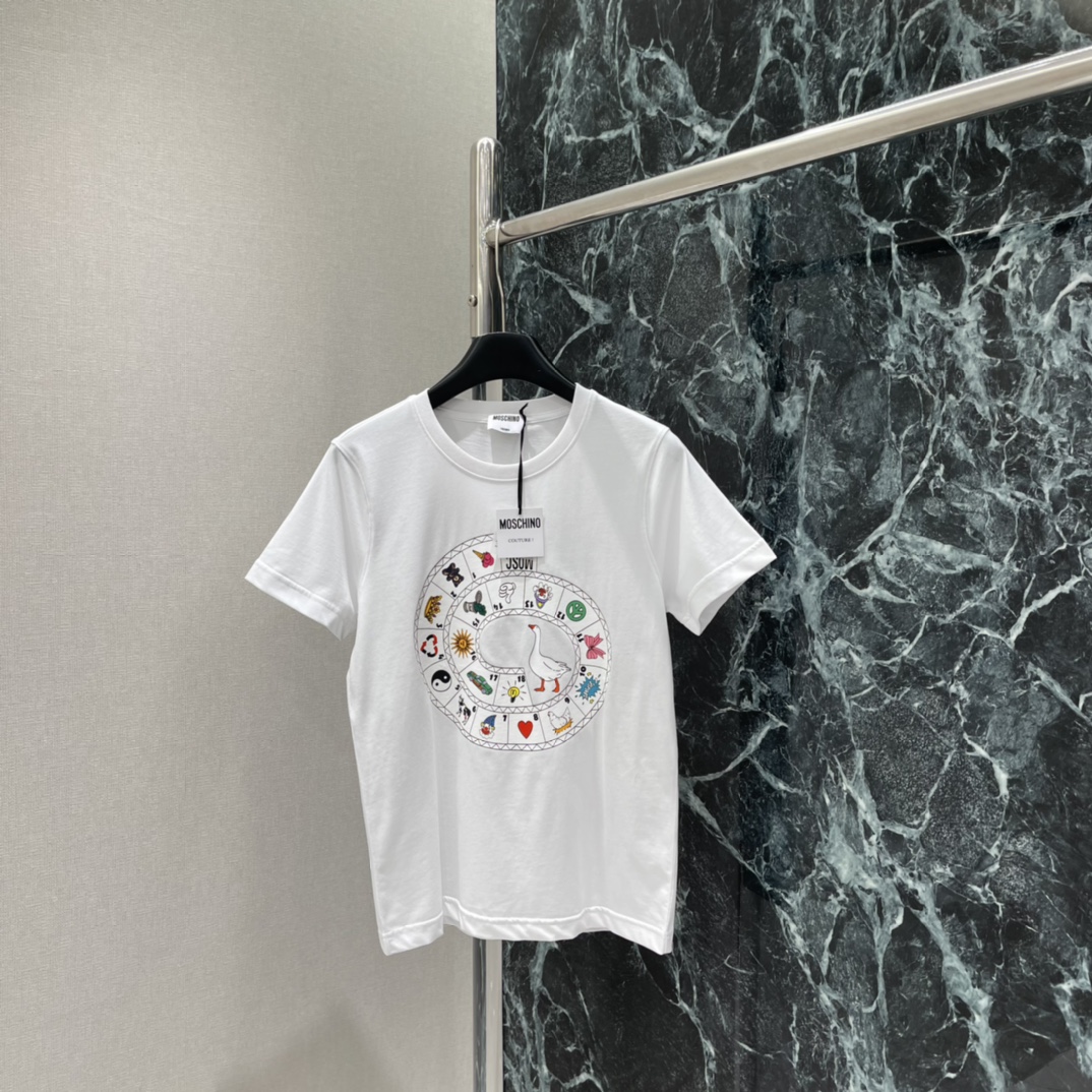 MOSCHIN 25秋冬新款 涂鸦印花针织T恤 正面趣味印花，鹅，太阳，爱心等元素超有辨识度 童趣又时尚