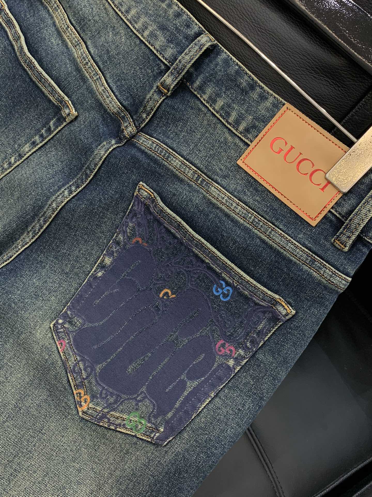 ，GUCCI 古驰，2025秋季最新品，专柜同步有售，原单狠货，水洗休闲牛仔裤，进口原版水洗弹力面料，舒