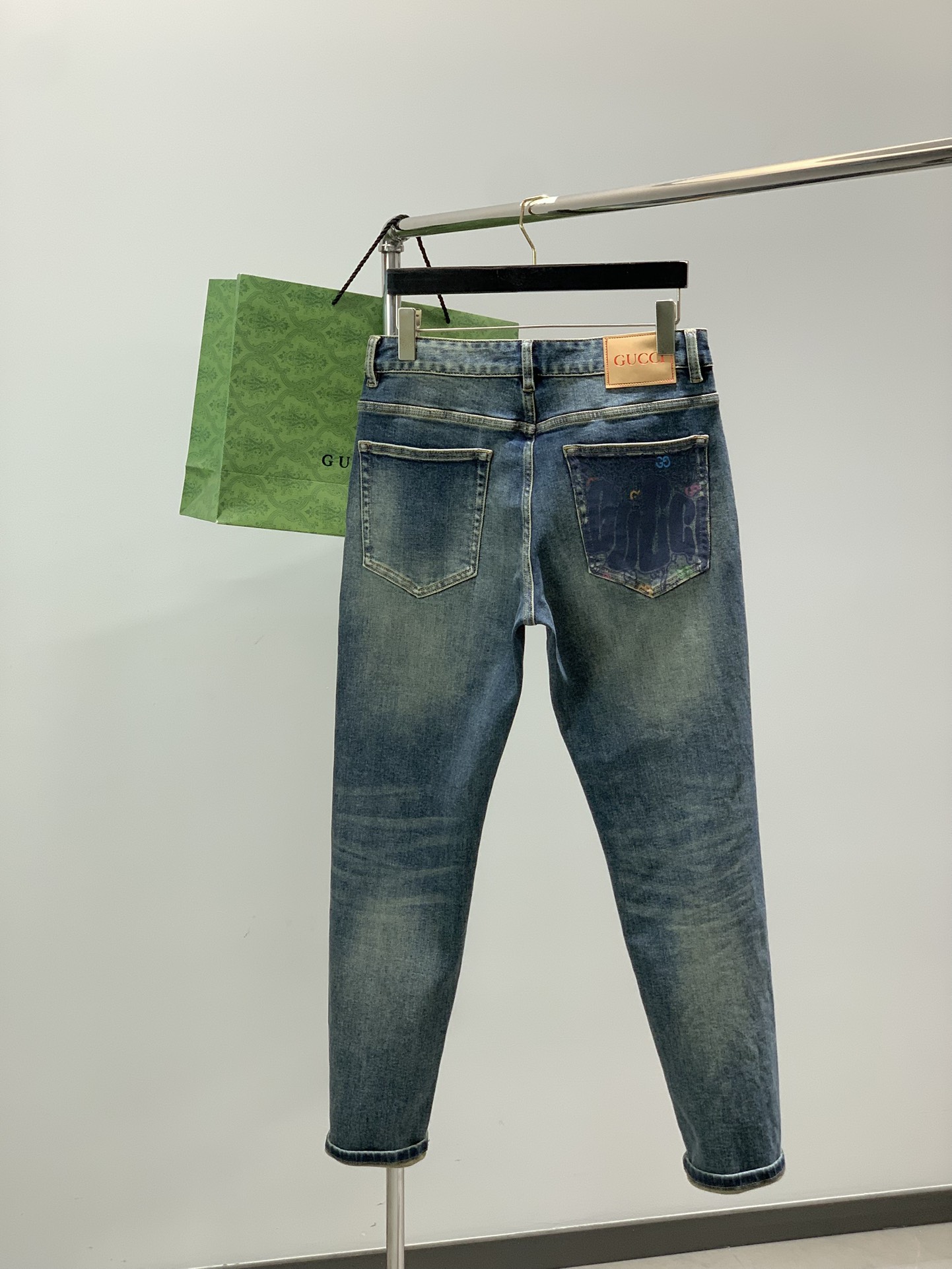 ，GUCCI 古驰，2025秋季最新品，专柜同步有售，原单狠货，水洗休闲牛仔裤，进口原版水洗弹力面料，舒