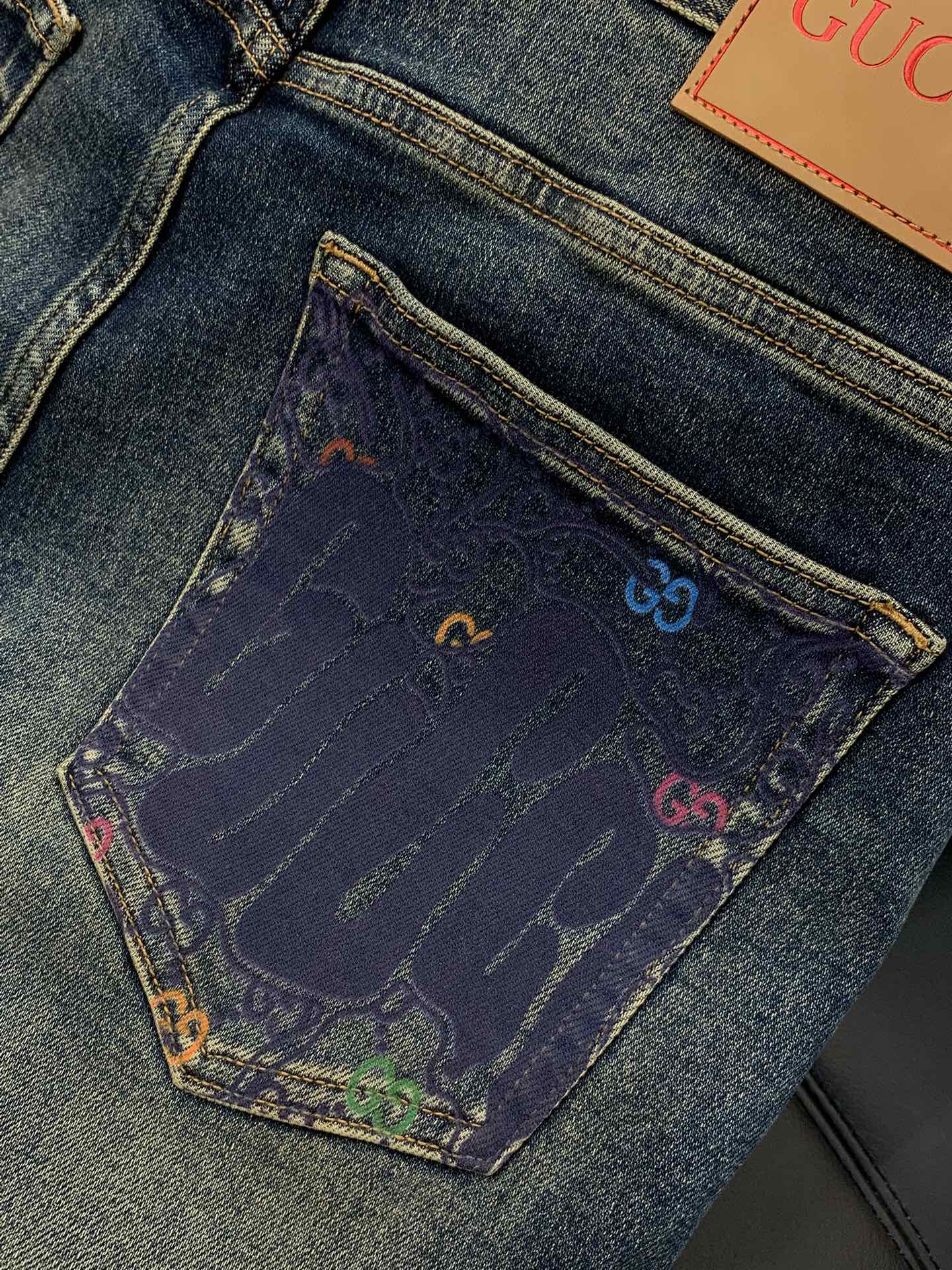 ，GUCCI 古驰，2025秋季最新品，专柜同步有售，原单狠货，水洗休闲牛仔裤，进口原版水洗弹力面料，舒