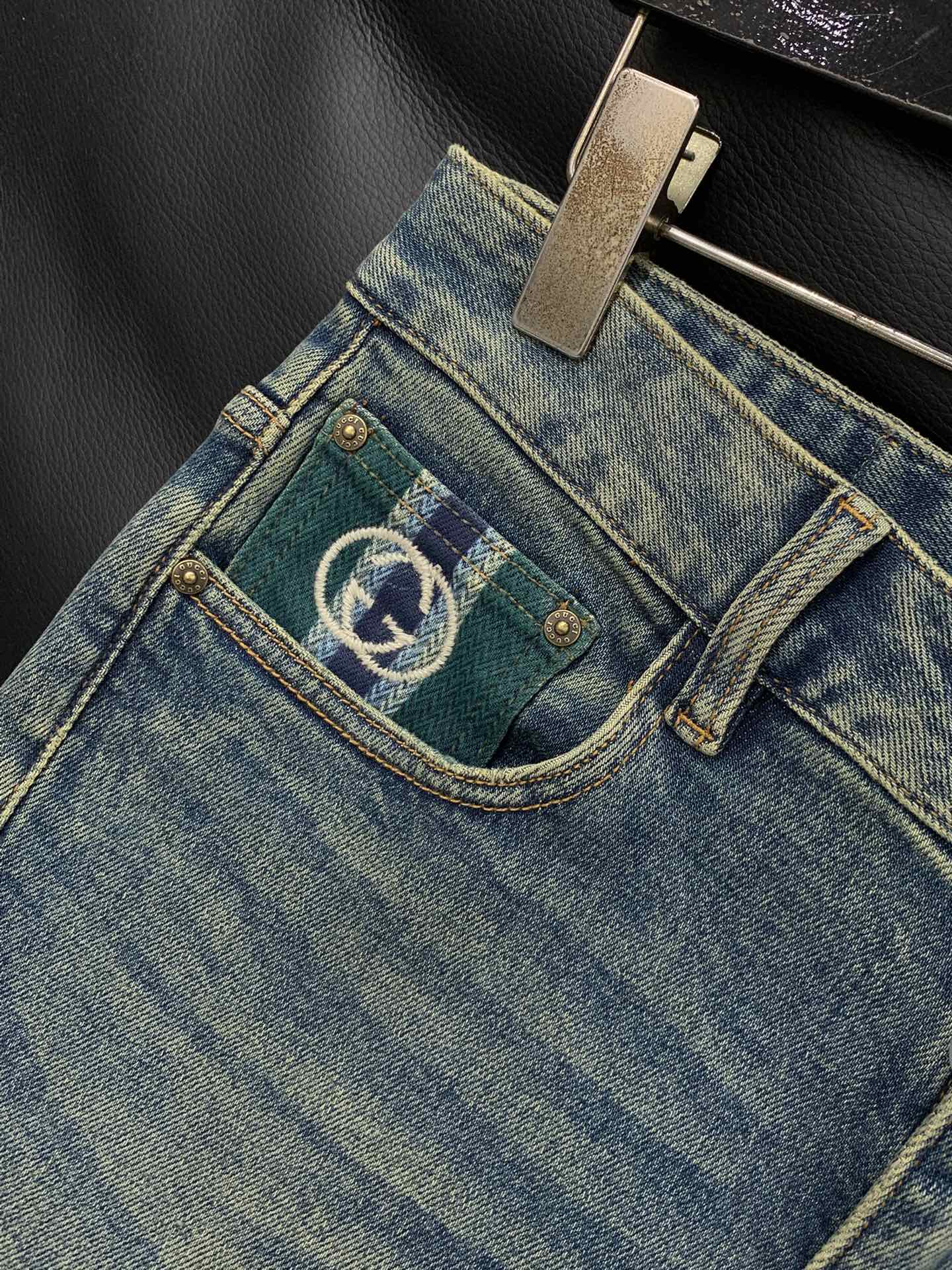 ，GUCCI 古驰，2025秋季最新品，专柜同步有售，原单狠货，水洗休闲牛仔裤，进口原版水洗弹力面料，舒