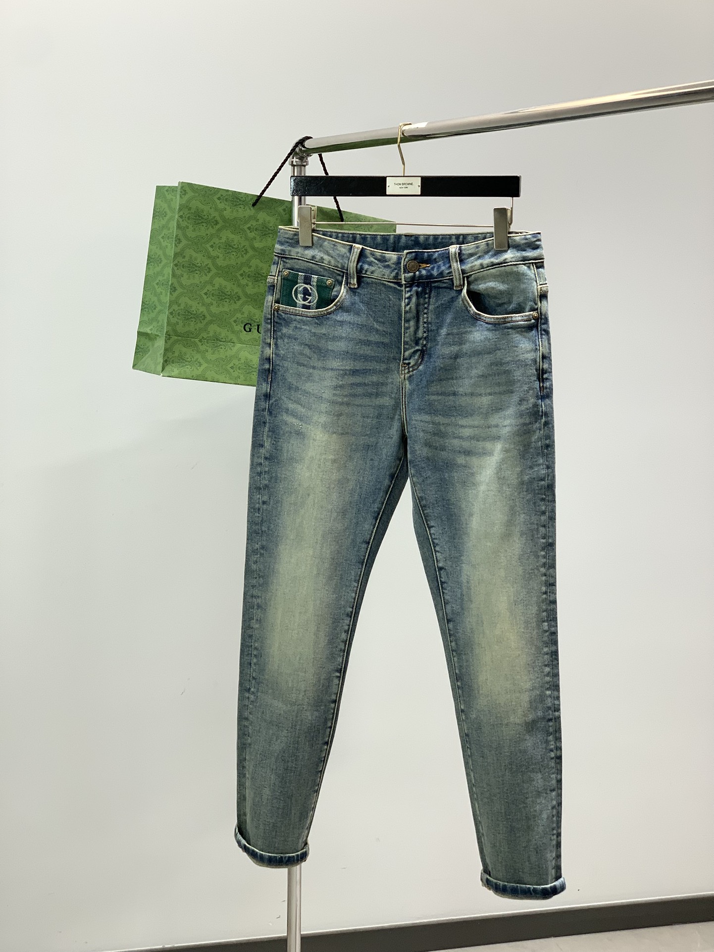 ，GUCCI 古驰，2025秋季最新品，专柜同步有售，原单狠货，水洗休闲牛仔裤，进口原版水洗弹力面料，舒