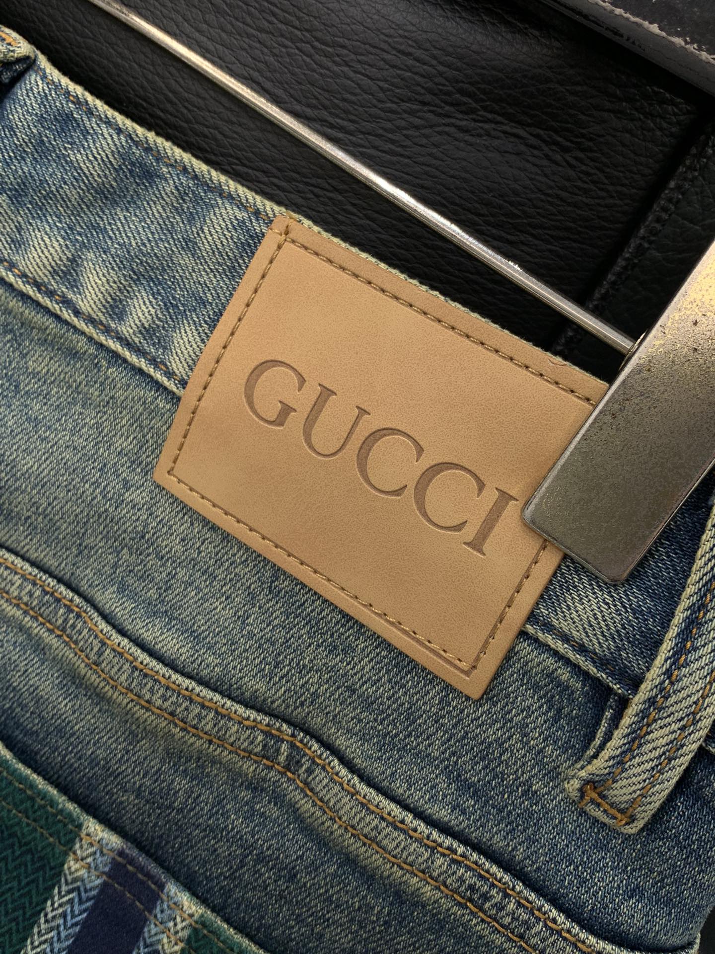 ，GUCCI 古驰，2025秋季最新品，专柜同步有售，原单狠货，水洗休闲牛仔裤，进口原版水洗弹力面料，舒