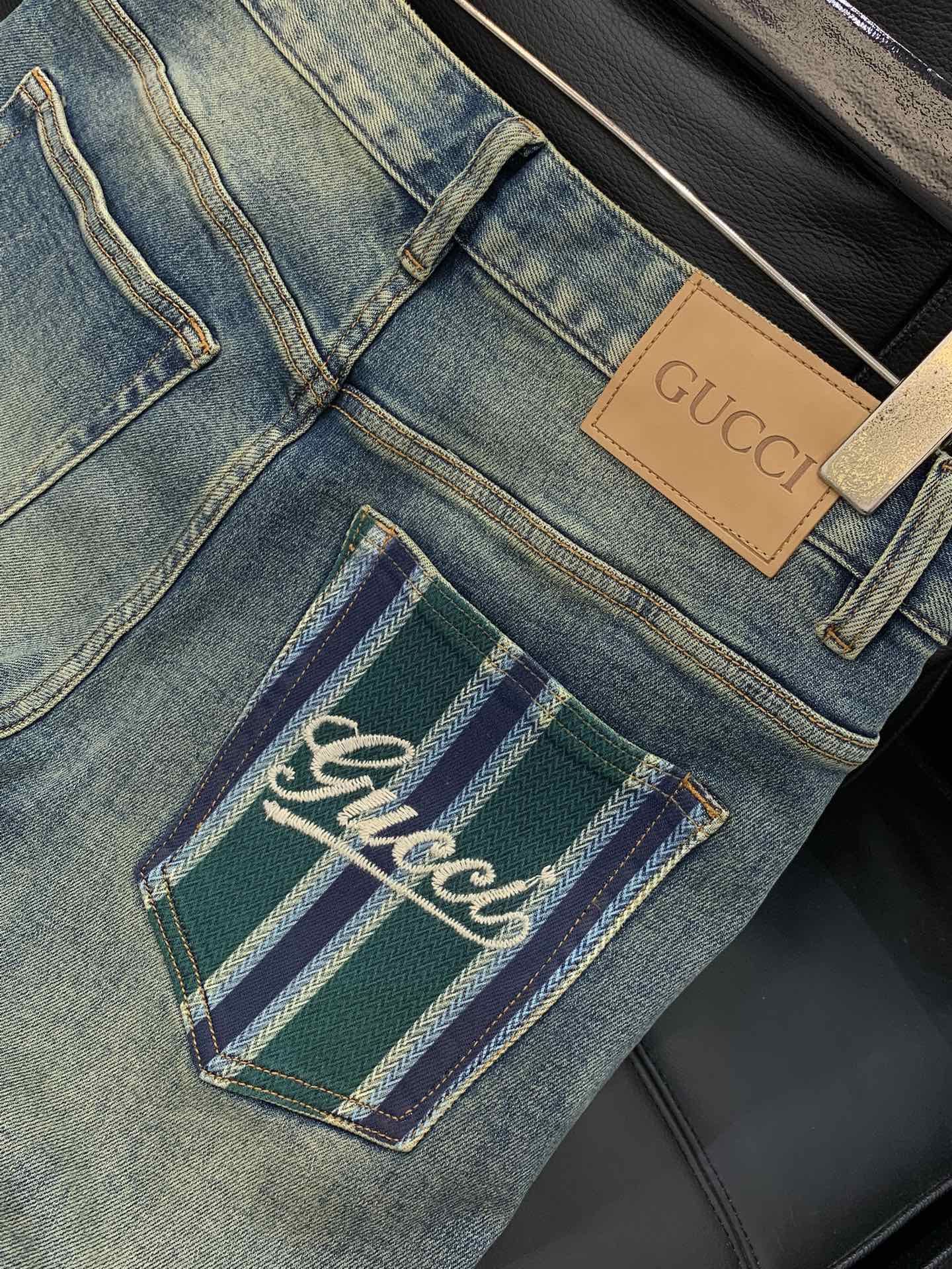 ，GUCCI 古驰，2025秋季最新品，专柜同步有售，原单狠货，水洗休闲牛仔裤，进口原版水洗弹力面料，舒