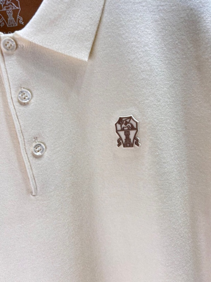 Brunello Cucinelli BC 2025秋冬新款翻领短袖毛衣羊毛针织衫，此款针织单穿，打底时