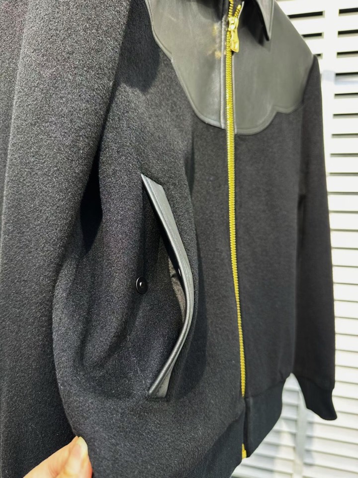 Louis Vuitton 路易威登 LV 驴牌 高品质[强][强]羊绒羊毛拼接真皮翻领夹克外套，奢内敛