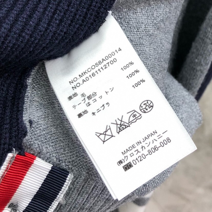 THOM BROWNE 汤姆布朗 TB正确版前后双组织拼色五扣开衫，男女同款情侣款开衫\n码数：1-4 