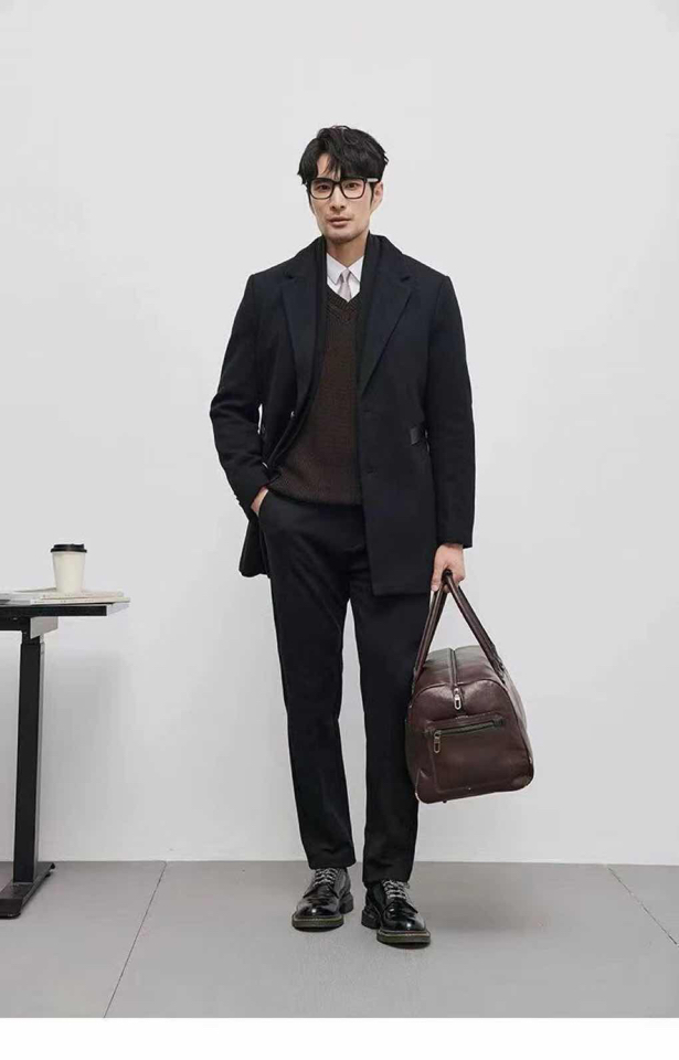 Ermenegildo Zegna 杰尼亚2025新款羊毛羽绒西装大衣，单品黑色，ZZ独家发售，可脱卸配