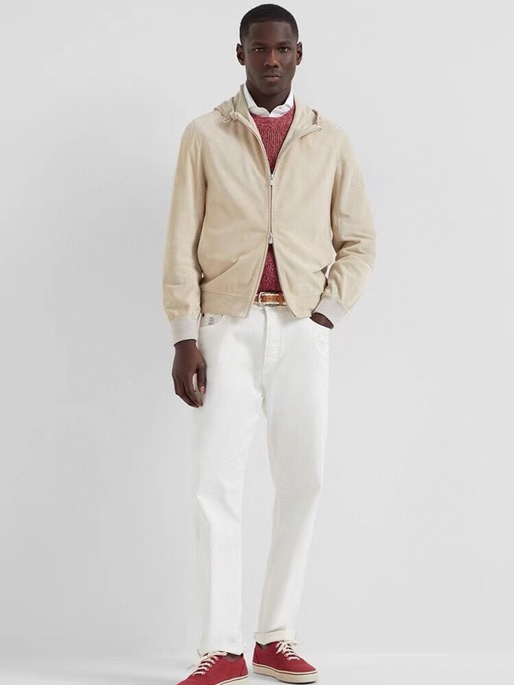 Brunello Cucinelli BC25秋冬男士休闲连帽外套哈灵顿连帽夹克，【进口麂皮绒】\n码数