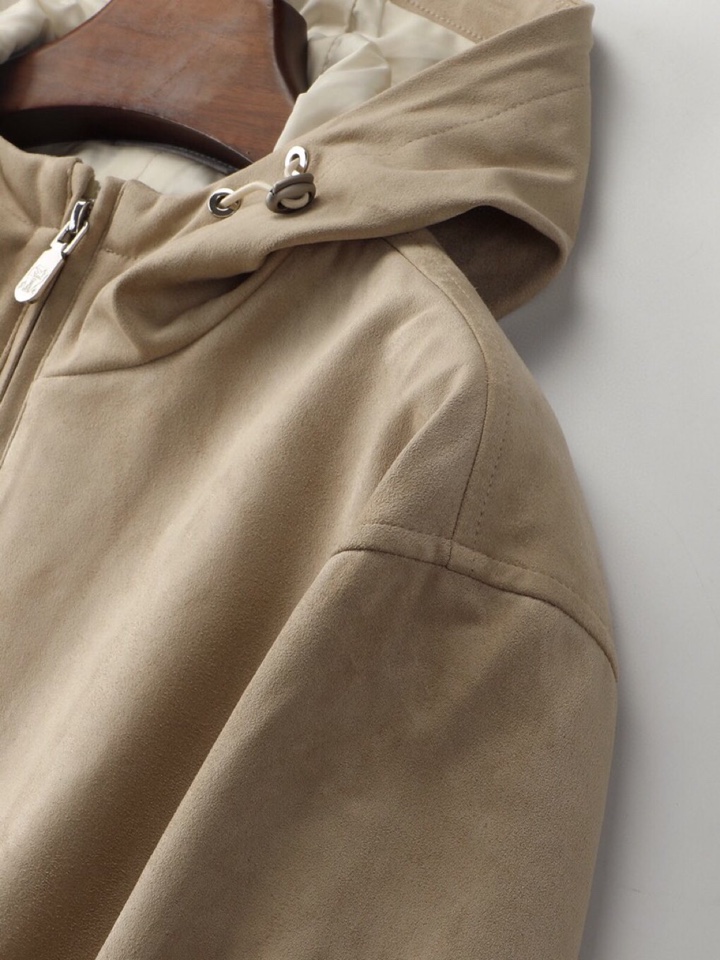 Brunello Cucinelli BC25秋冬男士休闲连帽外套哈灵顿连帽夹克，【进口麂皮绒】\n码数