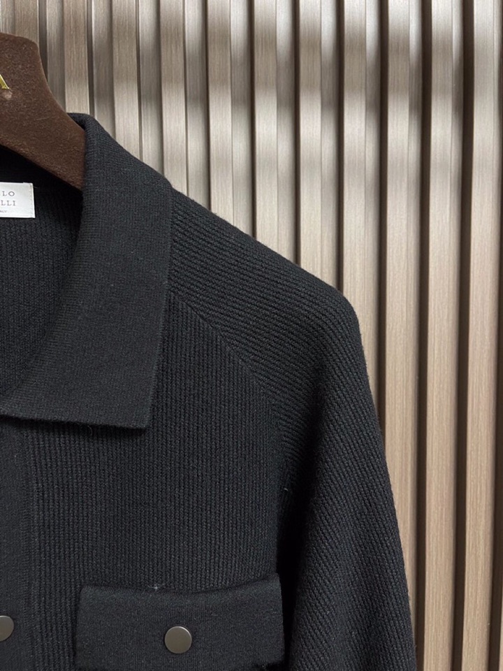 BrunelloCucinelli BC 2025ss秋冬新品翻领针织毛衣开衫夹克外套，美式穿搭经典设计