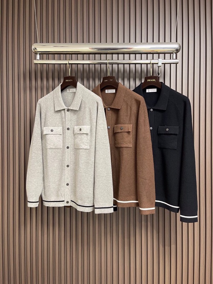 BrunelloCucinelli BC 2025ss秋冬新品翻领针织毛衣开衫夹克外套，美式穿搭经典设计