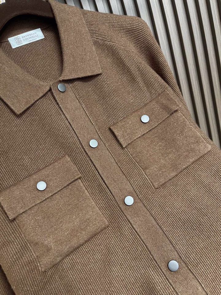 BrunelloCucinelli BC 2025ss秋冬新品翻领针织毛衣开衫夹克外套，美式穿搭经典设计