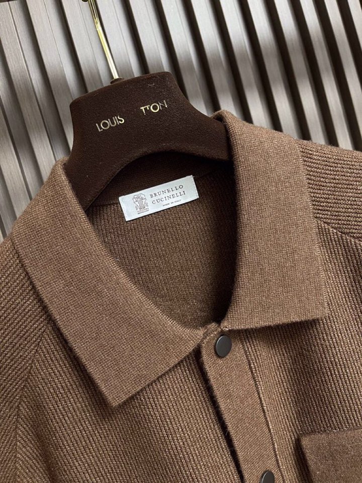 BrunelloCucinelli BC 2025ss秋冬新品翻领针织毛衣开衫夹克外套，美式穿搭经典设计