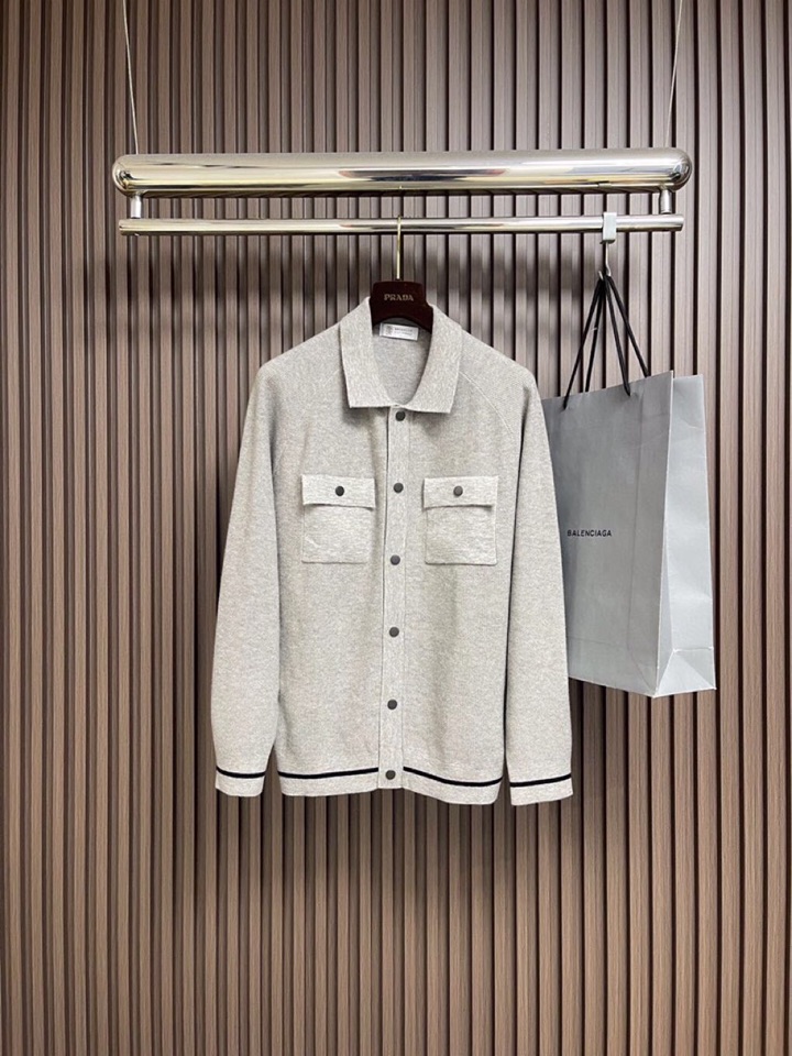 BrunelloCucinelli BC 2025ss秋冬新品翻领针织毛衣开衫夹克外套，美式穿搭经典设计