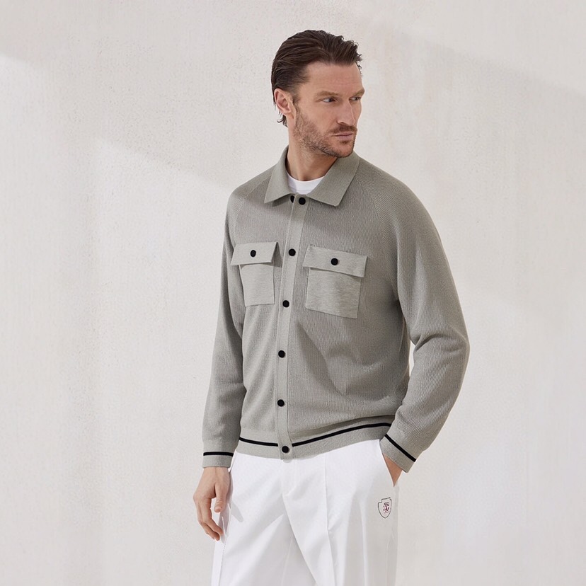 BrunelloCucinelli BC 2025ss秋冬新品翻领针织毛衣开衫夹克外套，美式穿搭经典设计