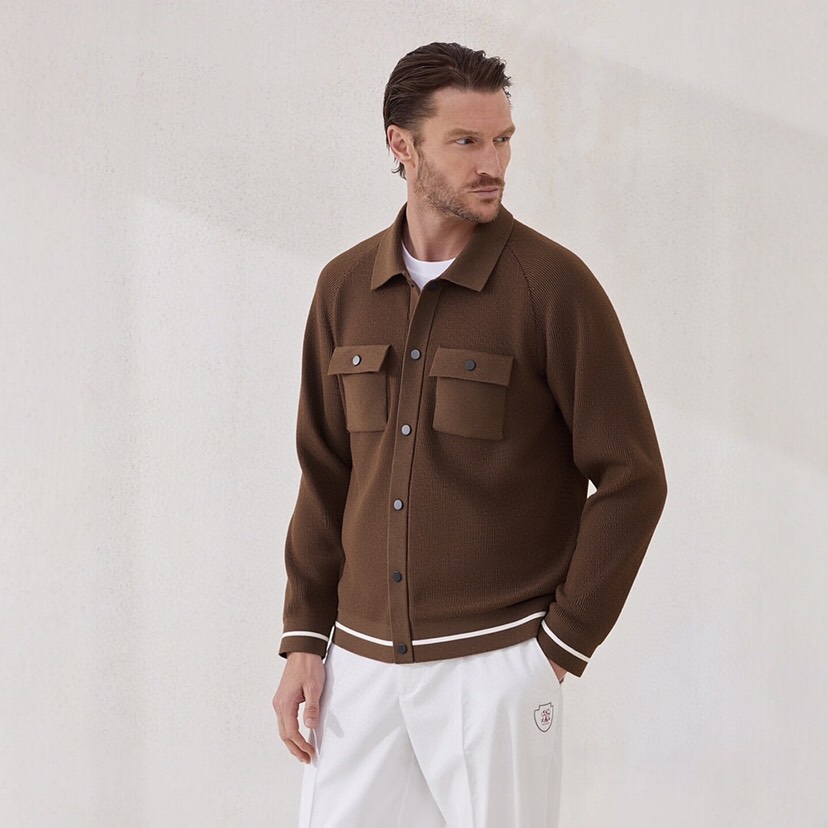 BrunelloCucinelli BC 2025ss秋冬新品翻领针织毛衣开衫夹克外套，美式穿搭经典设计