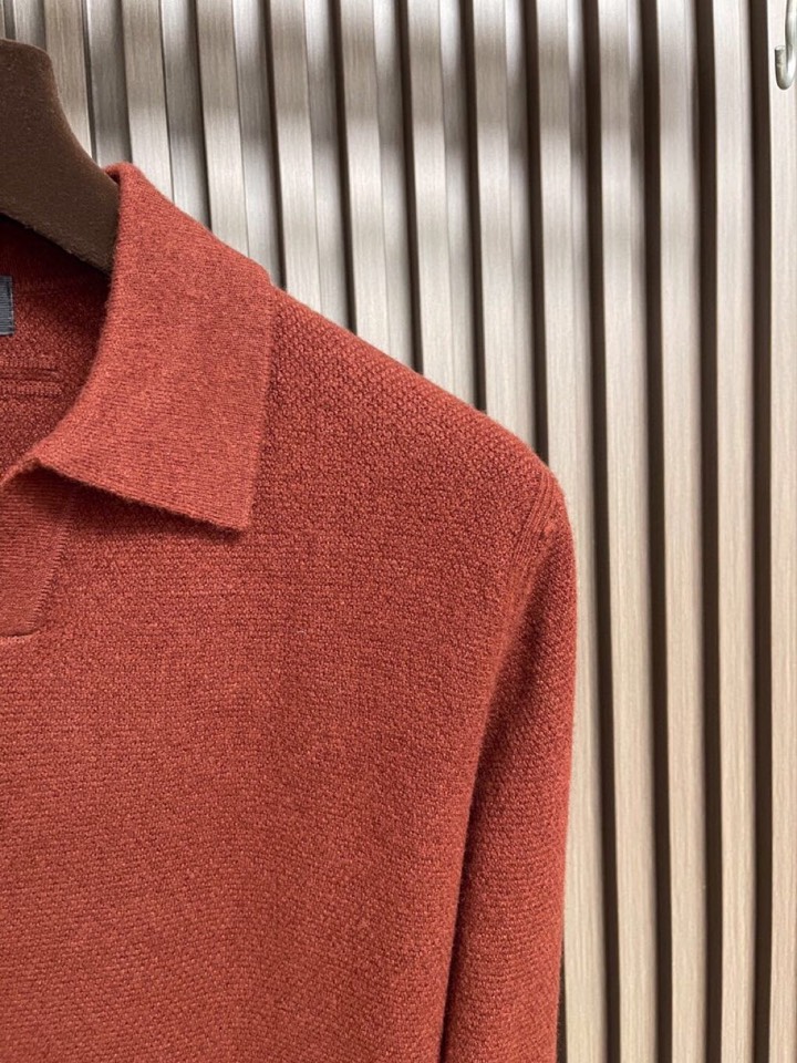 Ermenegildo Zegna 杰尼亚2025ss时装款男士长袖针织翻领毛衣Polo衫，非常明星级的