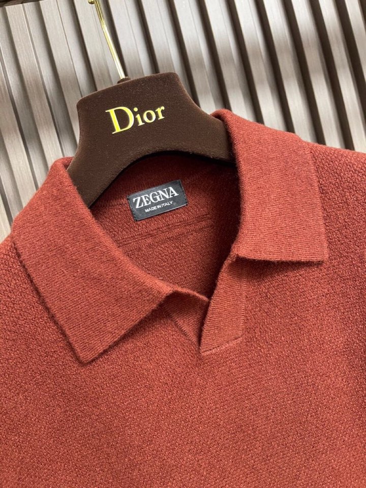 Ermenegildo Zegna 杰尼亚2025ss时装款男士长袖针织翻领毛衣Polo衫，非常明星级的