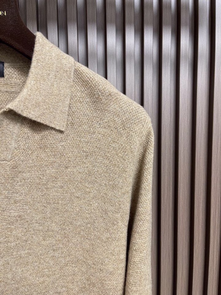 Ermenegildo Zegna 杰尼亚2025ss时装款男士长袖针织翻领毛衣Polo衫，非常明星级的