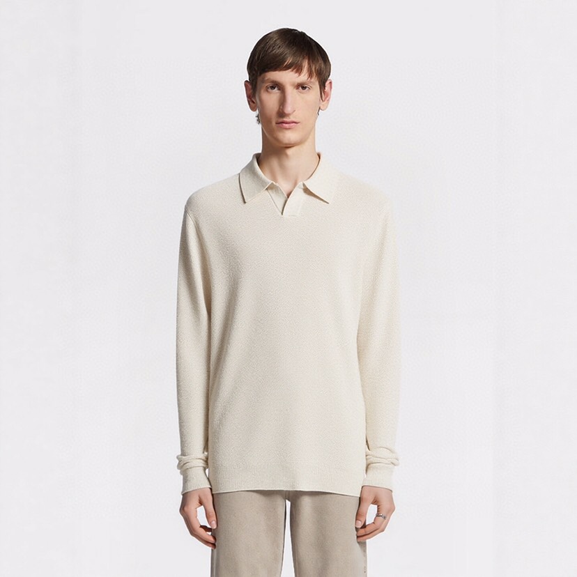 Ermenegildo Zegna 杰尼亚2025ss时装款男士长袖针织翻领毛衣Polo衫，非常明星级的