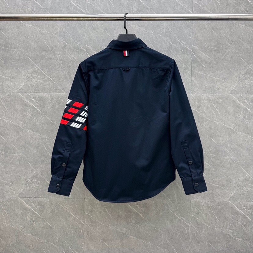 THOM BROWNE 汤姆布朗 TB 彩条四杠衬衫长袖休闲夹克外套 \n码数：1-4 颜色：蓝色（下单