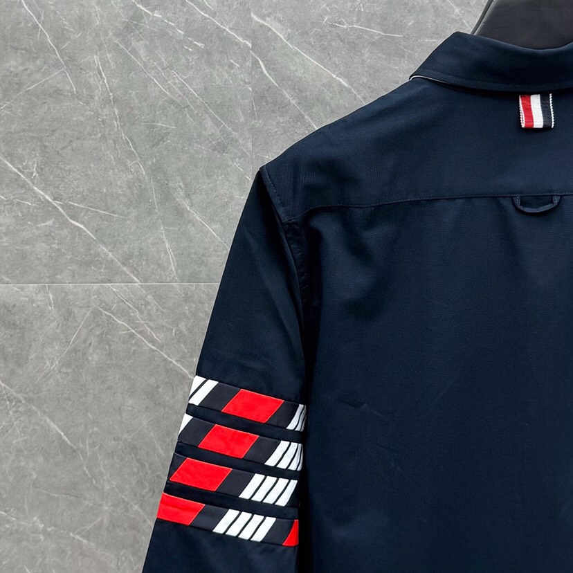 THOM BROWNE 汤姆布朗 TB 彩条四杠衬衫长袖休闲夹克外套 \n码数：1-4 颜色：蓝色（下单