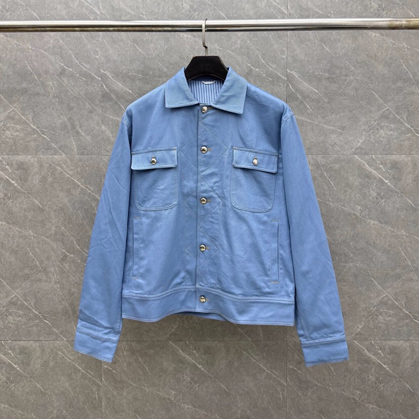 THOM BROWNE 汤姆布朗 TB丹宁牛仔工装休闲夹克外套 \n码数：1-4 颜色：杏色、浅兰（下单
