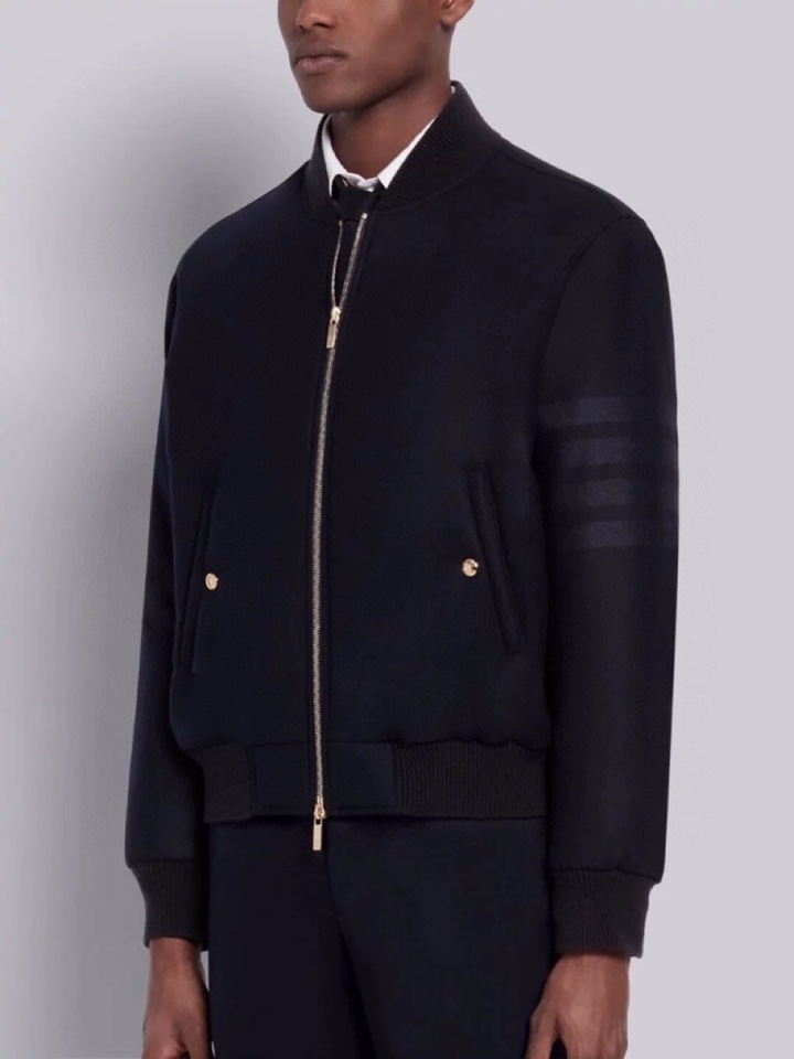 THOM BROWNE 汤姆布朗 TB色织四杠毛呢棒球领夹克外套 \n码数：1-4 颜色：灰色、藏蓝\n