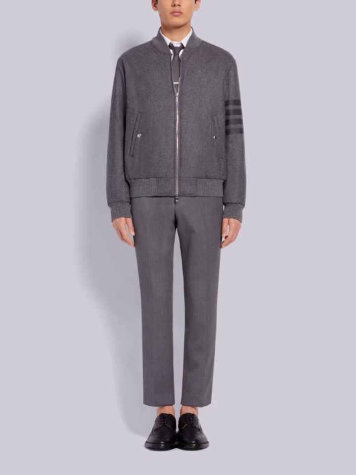 THOM BROWNE 汤姆布朗 TB色织四杠毛呢棒球领夹克外套 \n码数：1-4 颜色：灰色、藏蓝\n