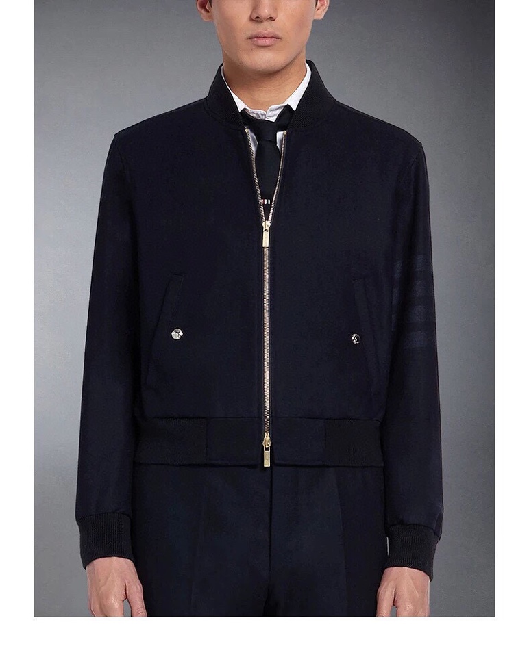 THOM BROWNE 汤姆布朗 TB色织四杠毛呢棒球领夹克外套 \n码数：1-4 颜色：灰色、藏蓝\n
