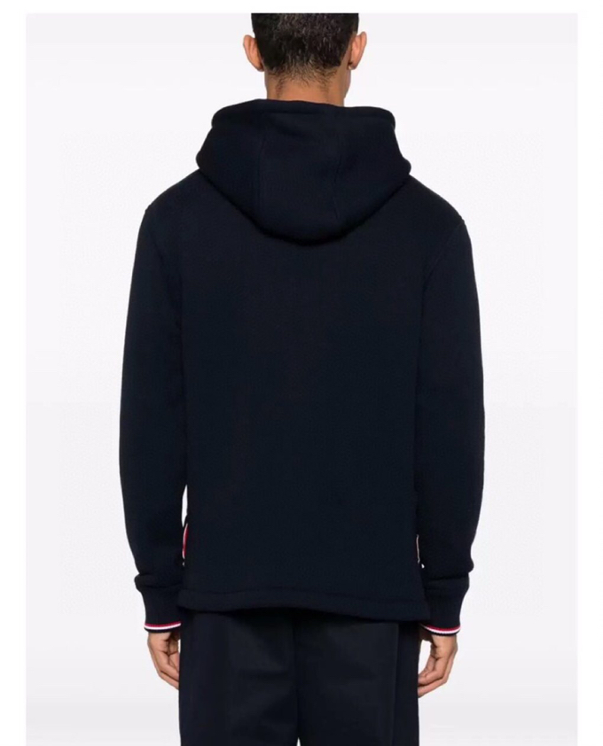 THOM BROWNE 汤姆布朗 TB重工袖织带连帽宽松抽绳卫衣，男女同款情侣款连帽卫衣\n码数：1-4