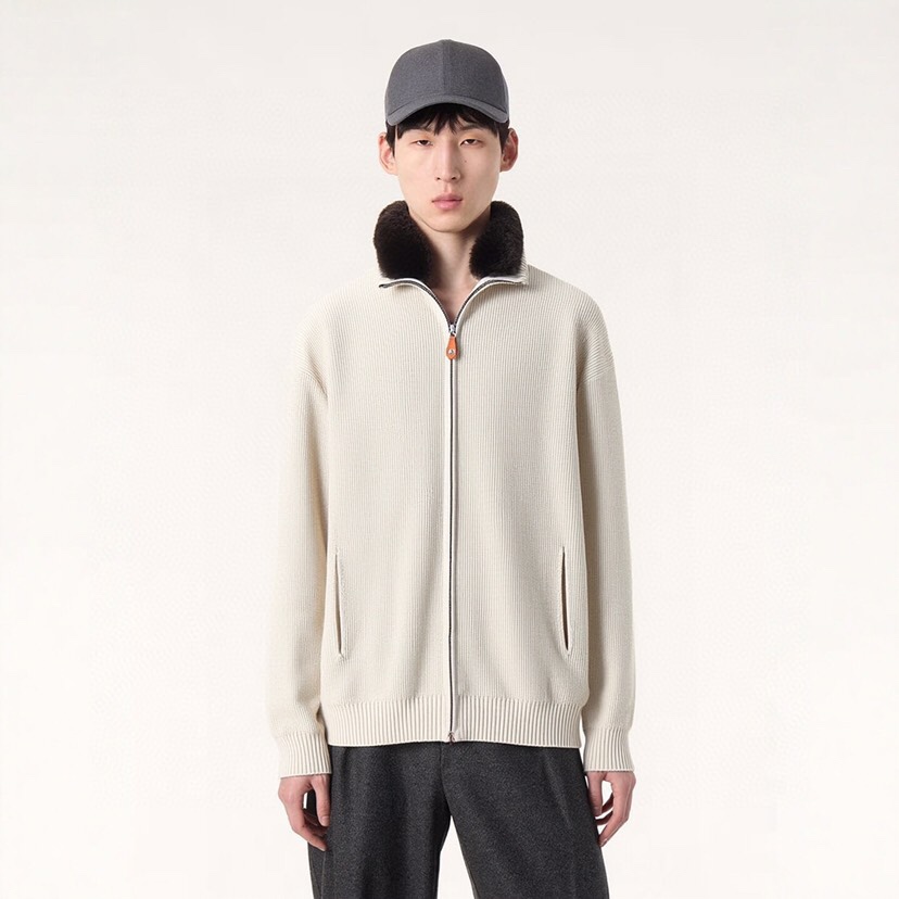 Loro Piana 诺悠翩雅lP🆕 ss秋冬新品毛领拉链针织毛衣开衫外套，毛领可拆卸设计，美式穿搭经典