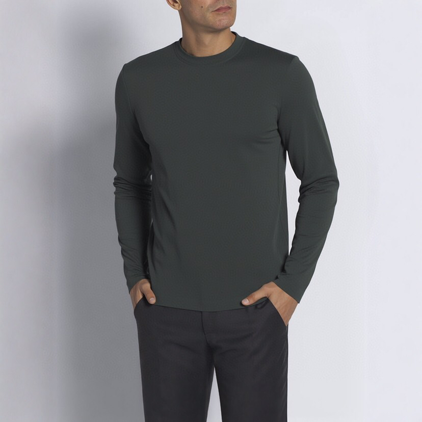 Brioni 布莱奥尼 天丝棉圆领长袖t恤，高端奢华且白金级的一款经典基础款t恤衫。通体的设计完美融合意