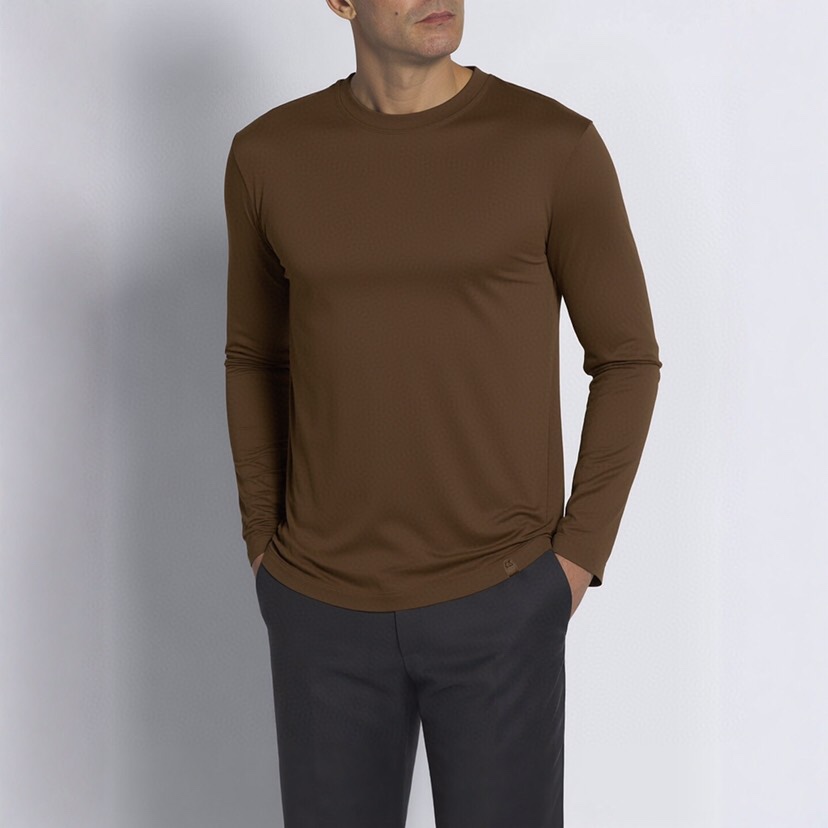 Brioni 布莱奥尼 天丝棉圆领长袖t恤，高端奢华且白金级的一款经典基础款t恤衫。通体的设计完美融合意