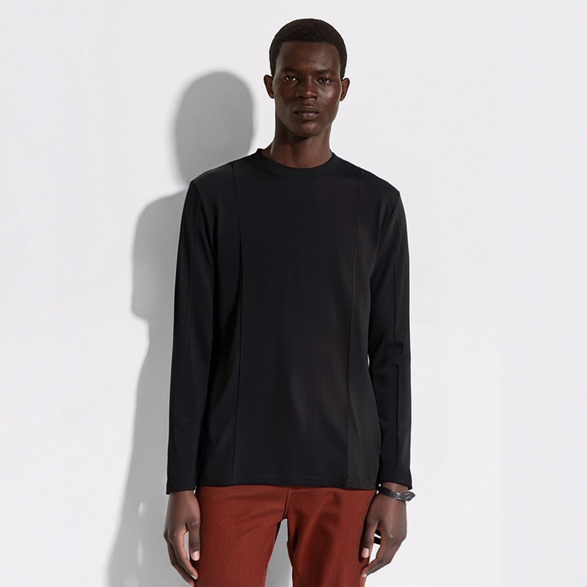 Ermenegildo Zegna 杰尼亚2025ss秋冬新品男士圆领长袖T恤休闲打底衫，外贸公司订单！