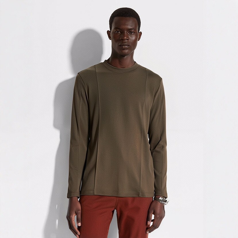 Ermenegildo Zegna 杰尼亚2025ss秋冬新品男士圆领长袖T恤休闲打底衫，外贸公司订单！