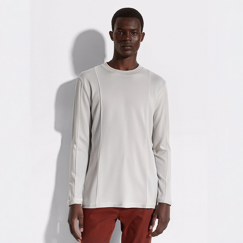 Ermenegildo Zegna 杰尼亚2025ss秋冬新品男士圆领长袖T恤休闲打底衫，外贸公司订单！