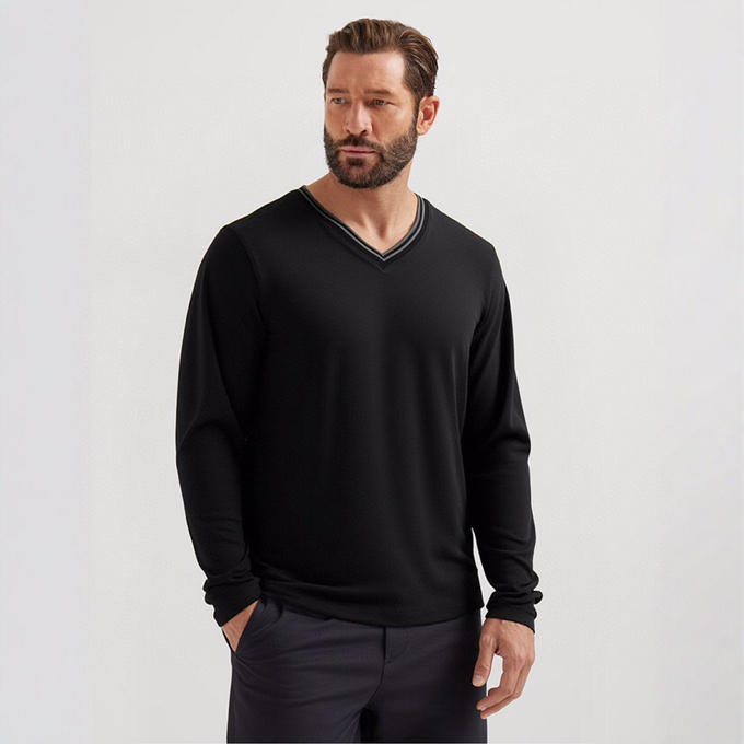 BC Brunello Cucinelli 2025SS秋季新品假两件V领长袖T恤，帅气时尚，简约百搭款